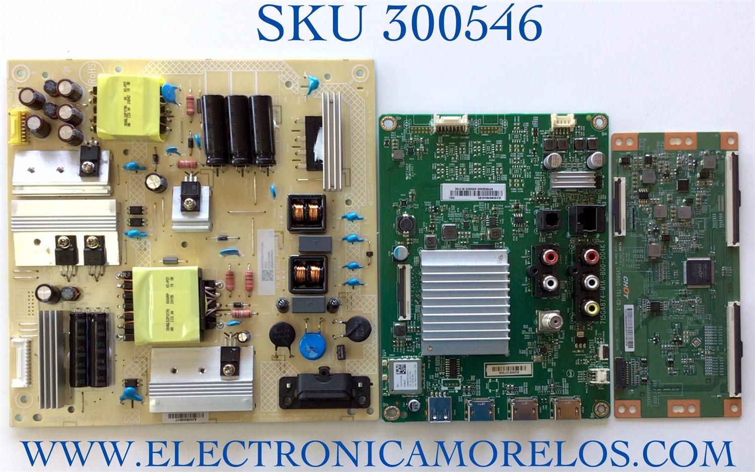 KIT DE TARJETAS PARA TV VIZIO 4K HDR SMART TV / NUMERO DE PARTE MAIN XKCB02K044 / 715GA874-M1A-B00-004K / T-CON CV580U1-T01-CB-1 / E3CCBB5800020G0H / FUENTE PLTVKJ181XABL / 715G9165-P01-002-003M / PANEL TPT580B5-U1T01.D REV:S01AU / MODELO V585X-H1 LTMHB9